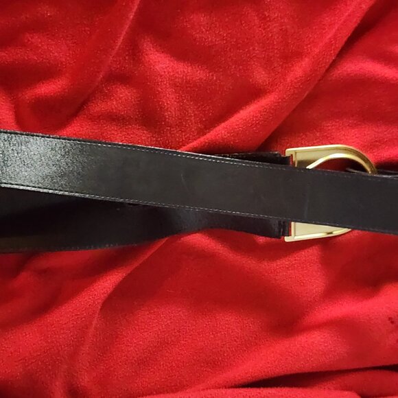 Avignon Black Genuine Leather Equestrian Gold Metal Stirrup Buckle Belt Size 3XL main image 16